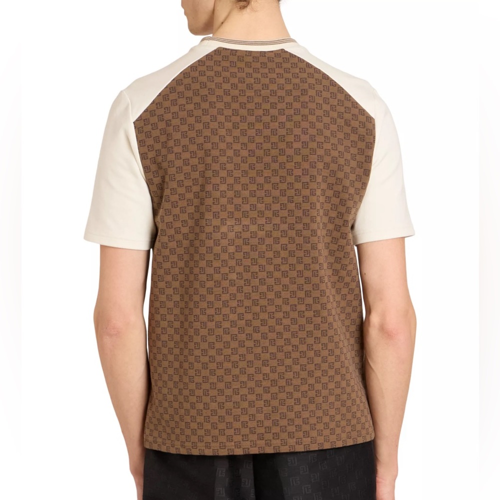 Balmain Mini Monogram Crewneck T-Shirt brown Ivory.. size Medium..brand … - Picture 6 of 9
